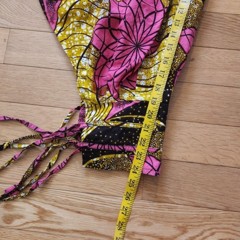African Wax Print Harem Pants Smocked Waist Tie Ankle Boho Genie OS 100% Cotton - Picture 11 of 13